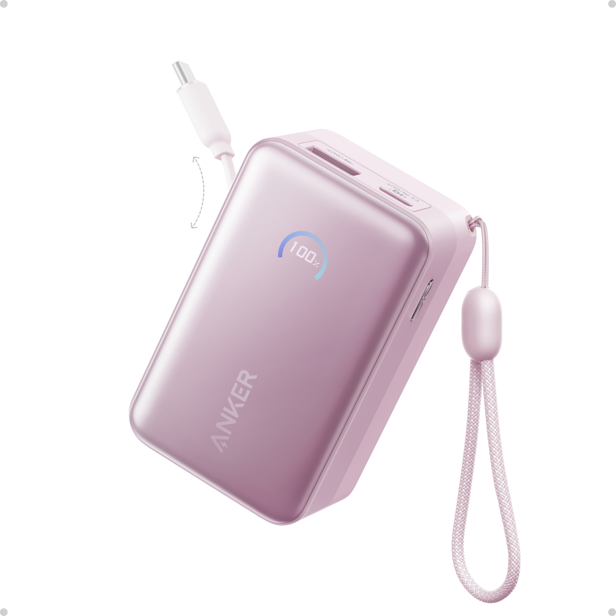 Nano Power Bank (10K, 45W, Built-In Retractable USB-C Cable)
