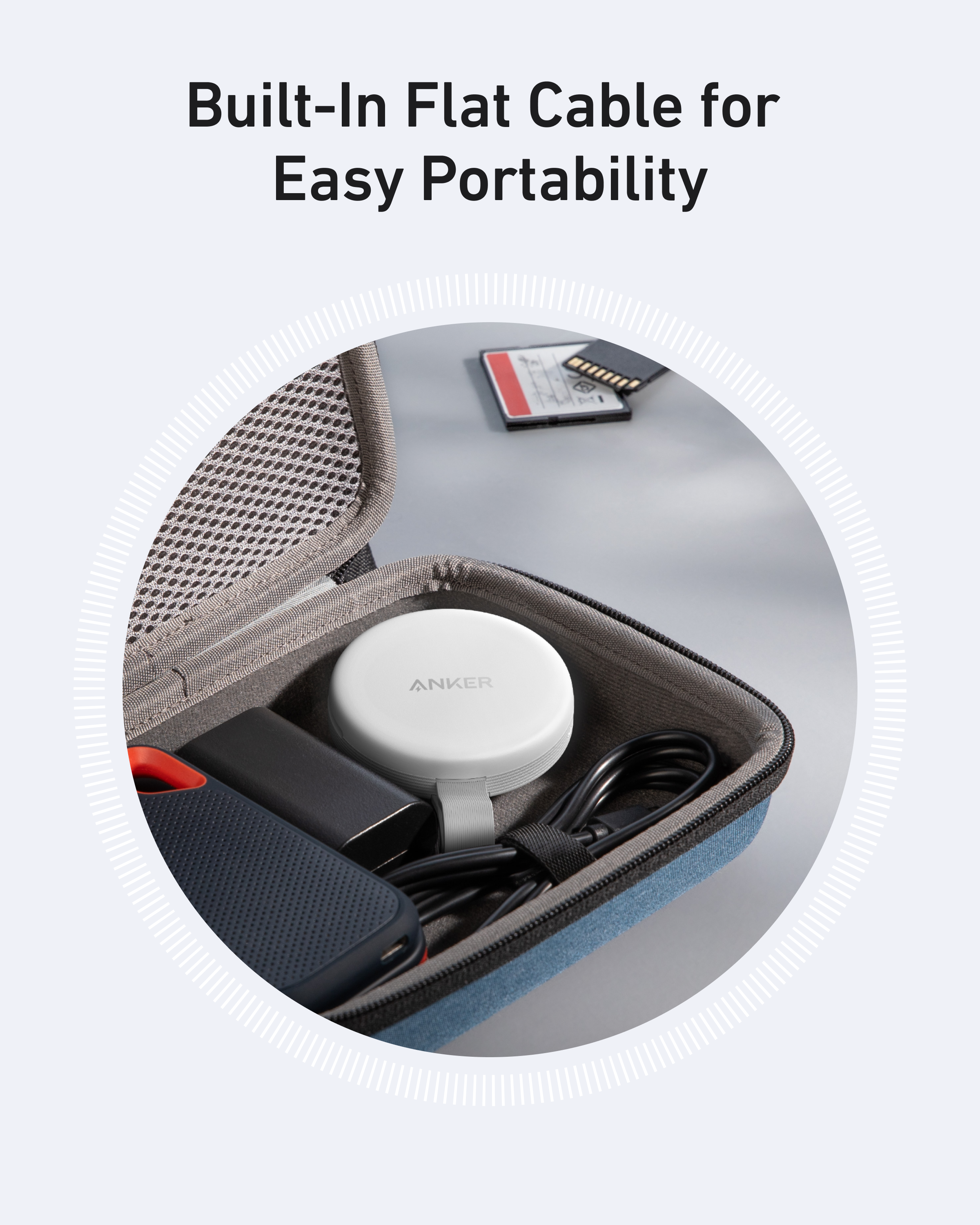 Anker portable hub with built-in flat cable for travel convenience